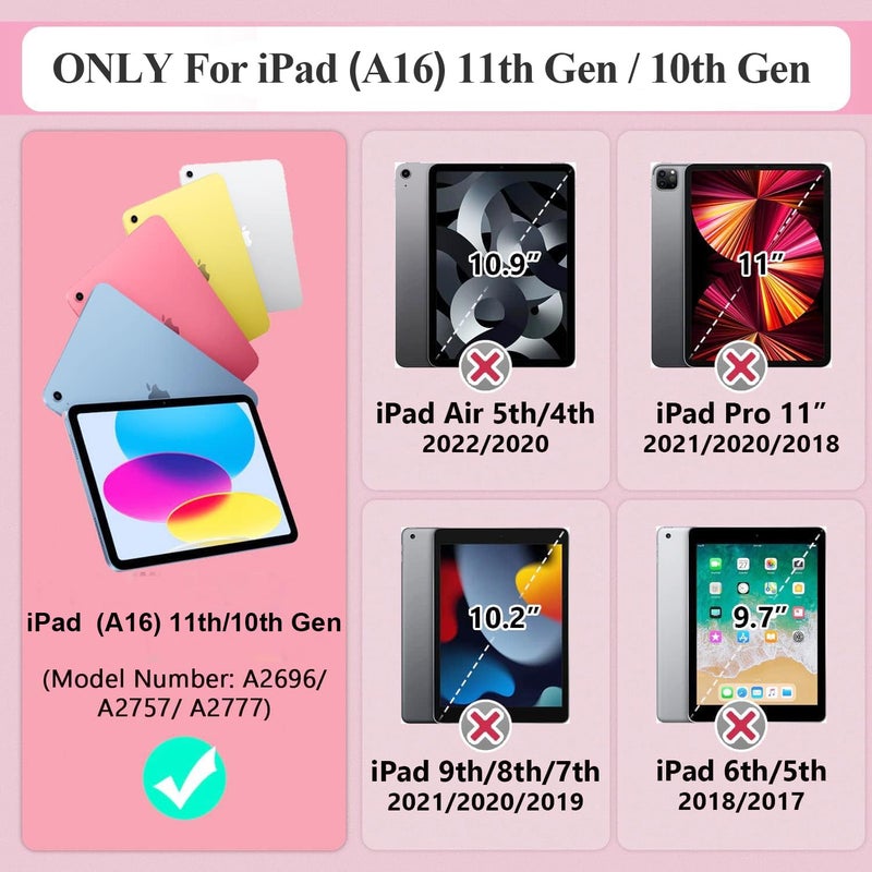 BMOUO Case for iPad (A16) 11th Generation 11 Inch 2025/iPad 10th Generation 10.9" 2022 - with Kickstand & Pencil Holder, Heavy Duty Shockproof Protective iPad 11th 10th Generation Case, Pink - Image 2