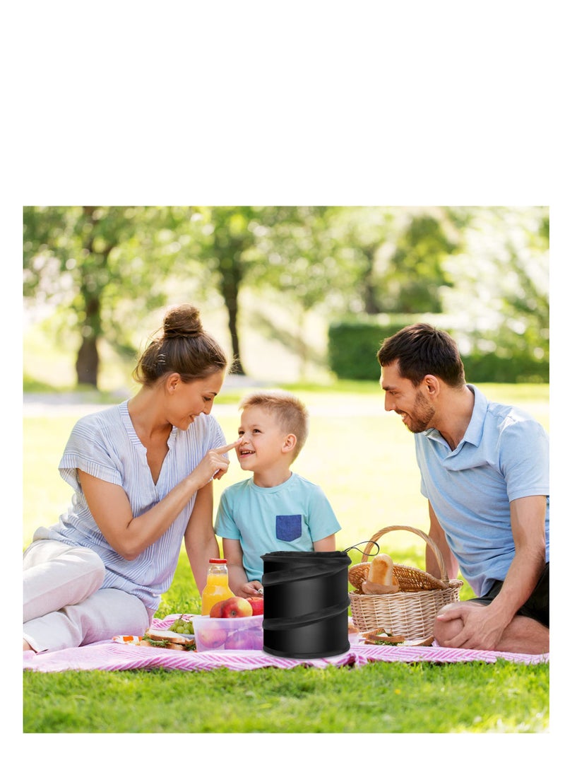 SYOSI - 2PCS Collapsible Pop Up Car Trash Can, Collapsible Camping Trash Can, Universal Traveling Portable Garbage Bin Waste Basket Bin Rubbish Bin with 2 Car Seat Hook for Garbage to Organize Car Black - Image 1