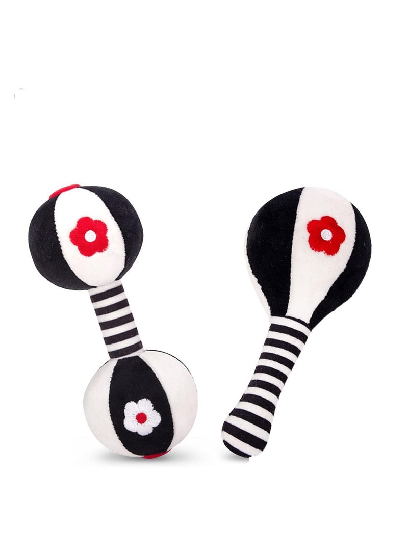 هابي مونكي ألعاب خشخيشة ناعمة للأطفال، مجموعة ألعاب خشخيشة للأطفال مكونة من قطعتين، ألعاب حسية لتنمية حواس الرضع، ألعاب لمقاعد السيارة للأطفال الرضع، ألعاب للأطفال حديثي الولادة مع صوت، ألعاب للأطفال من 0 إلى 6 أشهر ﻿ - Image 1