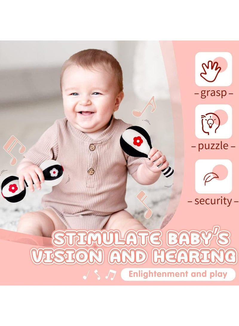 هابي مونكي ألعاب خشخيشة ناعمة للأطفال، مجموعة ألعاب خشخيشة للأطفال مكونة من قطعتين، ألعاب حسية لتنمية حواس الرضع، ألعاب لمقاعد السيارة للأطفال الرضع، ألعاب للأطفال حديثي الولادة مع صوت، ألعاب للأطفال من 0 إلى 6 أشهر ﻿ - Image 2