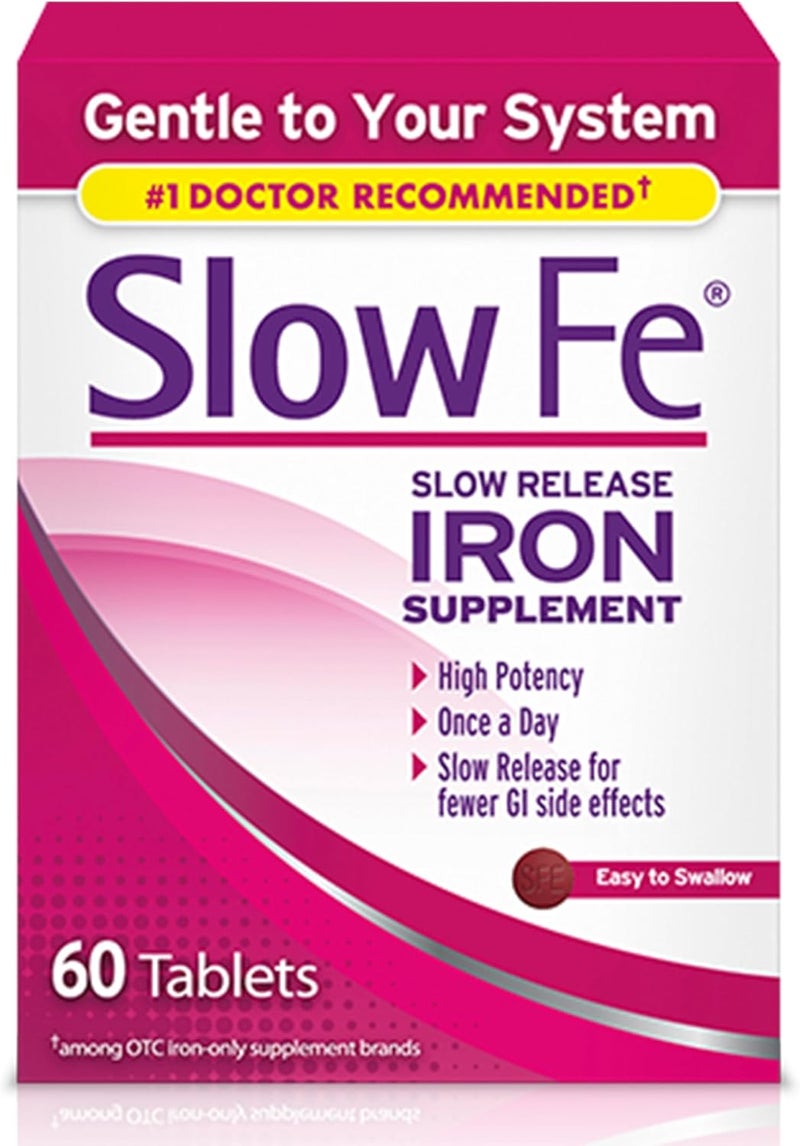 Slow Fe مكمل الحديد بطيء الإطلاق 60 قرص للبالغين - Image 1