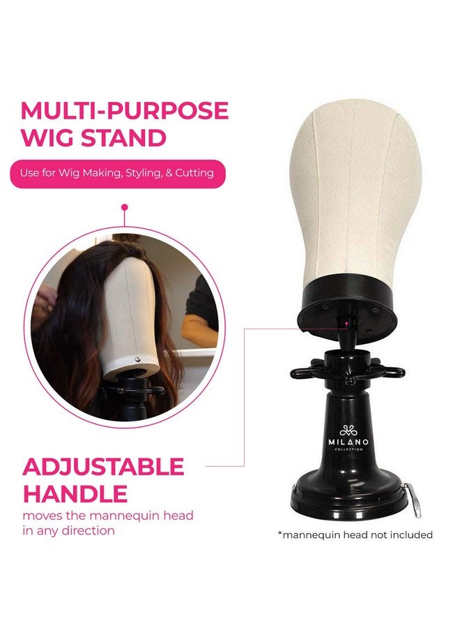 MILANO COLLECTION Deluxe Premium Suction Table Stand Black For Wig And Mannequin Head - Image 5