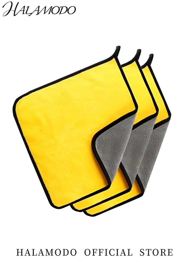 HALAMODO 3PCS Microfiber Towels with Absorbent Thick Plush Used as Window Cleaner & Car Rag & Drying Towel in Kitchen & Room & Car Cleaning Job - Image 2
