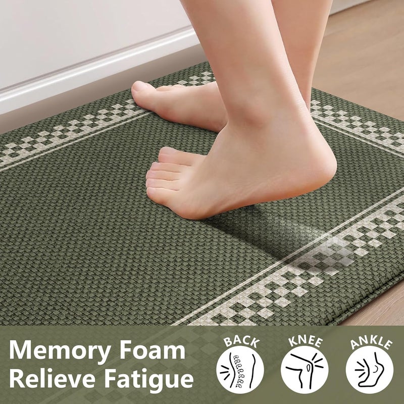 Ailsan Anti Fatigue Kitchen Mats for Floor 2PCS Non Slip Kitchen Rugs and Mats Memory Foam Kitchen Mat Heavy Duty Ergonomic Comfort Rugs for Kitchen Floor Office Sink Green - Image 3