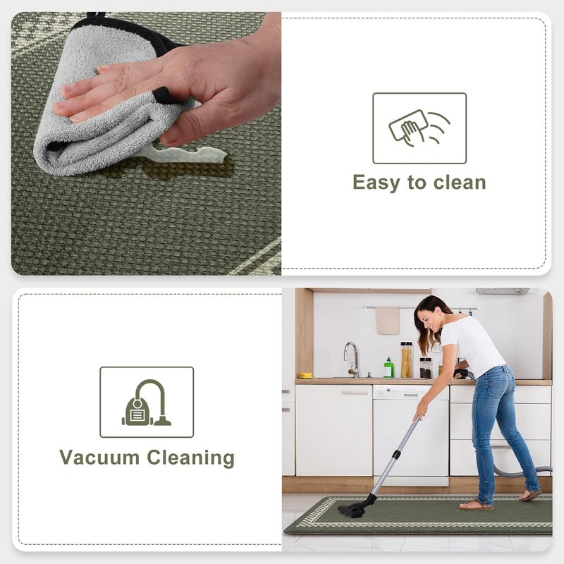 Ailsan Anti Fatigue Kitchen Mats for Floor 2PCS Non Slip Kitchen Rugs and Mats Memory Foam Kitchen Mat Heavy Duty Ergonomic Comfort Rugs for Kitchen Floor Office Sink Green - Image 5