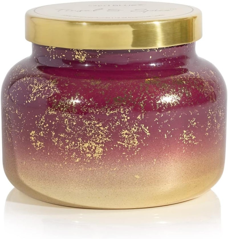 Capri Blue Glimmer Signature Jar - Tinsel & Spice Scented Candle with Ombre Glass Candle Holder - Luxury Aromatherapy Candle - 19 Oz - Mulberry and Gold - Image 2
