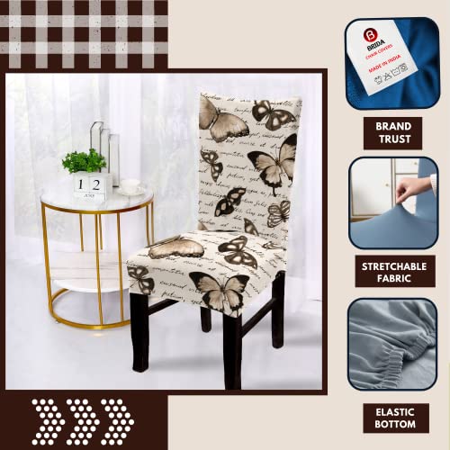 BRIDA ® Spandex Stretchable Floral Geometric Printed Dining Elastic Chair Covers Protector (Butterfly) 4 Chair Cover,Butterfly, Multicolor - Image 2