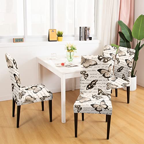 BRIDA ® Spandex Stretchable Floral Geometric Printed Dining Elastic Chair Covers Protector (Butterfly) 4 Chair Cover,Butterfly, Multicolor - Image 5