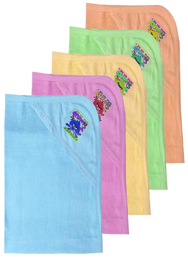SR CREATIONS Baby Wash Clothes/Blanket Wrapper Bath Towel with Hood (Pack of 5) - Image 1