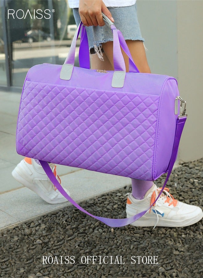 roaiss Quilted Travel Duffel Bag Large Capacity Lightweight Waterproof Oxford Fabric Multipurpose Shoulder Luggage Bag for Fitness Sports Training Trip for Women  - Image 2