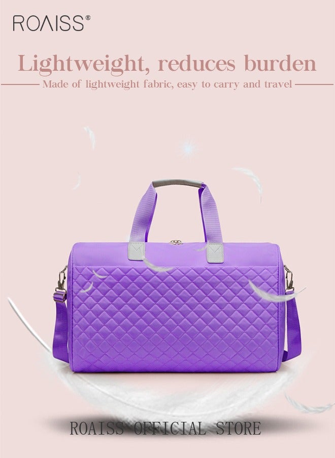 roaiss Quilted Travel Duffel Bag Large Capacity Lightweight Waterproof Oxford Fabric Multipurpose Shoulder Luggage Bag for Fitness Sports Training Trip for Women  - Image 4