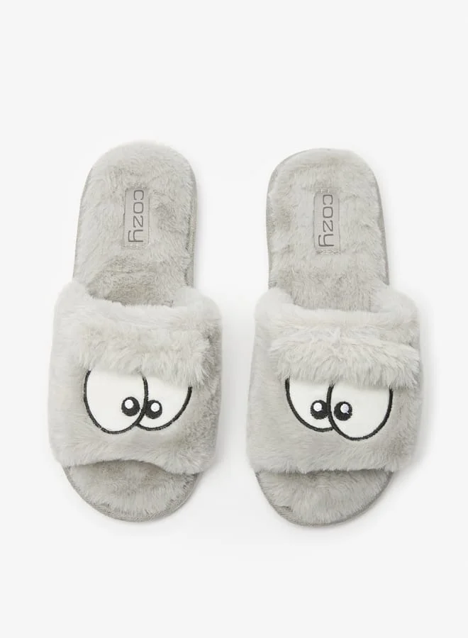 Cozy Women Embroidered Bedroom Slides