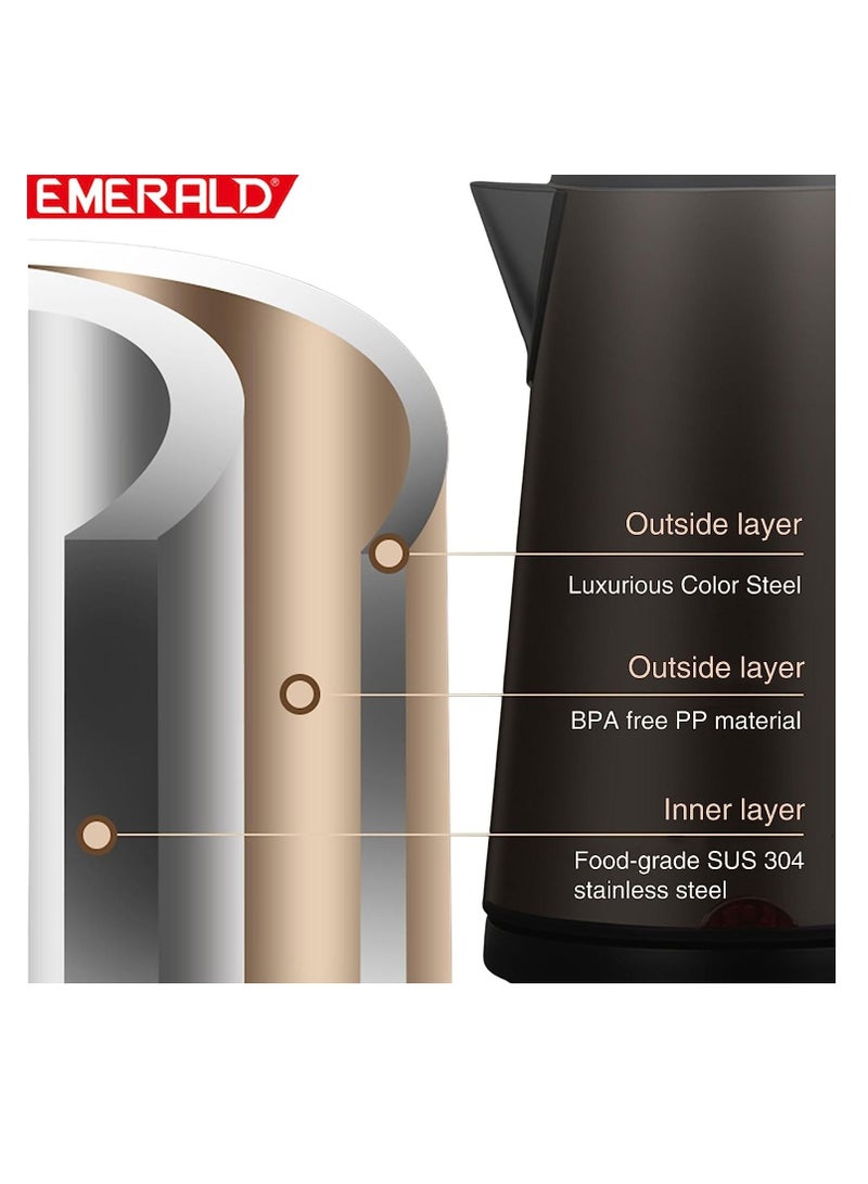 EMERALD Cordless Electric Kettle, 2200W Power, 1.7L, with Auto Shut, 360-Degree Cord Design, Perfect for Warm Beverages,  EK780KG - Image 2