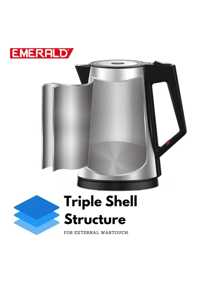 EMERALD Cordless Electric Kettle, 2200W Power, 1.7L, with Auto Shut, 360-Degree Cord Design, Perfect for Warm Beverages,  EK780KG - Image 3