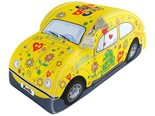 BRISA VW Collection - Volkswagen Neoprene Universal Bag for Makeup, Travel, Cosmetics in Beetle Bug Design (Yellow, Small (10 x 3.9 x 4.1 inches)) - Image 1