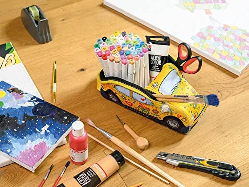 BRISA VW Collection - Volkswagen Neoprene Universal Bag for Makeup, Travel, Cosmetics in Beetle Bug Design (Yellow, Small (10 x 3.9 x 4.1 inches)) - Image 4