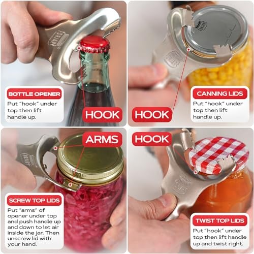 Forjars Manual Jar Opener - Rated Tool for Canning - Open Mason Jars Twist-Off, Screw-Top, Canning Lids - Can Gripper Aids - Original-Handed Mason Kitchen Lid Aid Plastic Bottle Openers - Image 2