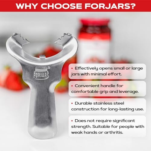 Forjars Manual Jar Opener - Rated Tool for Canning - Open Mason Jars Twist-Off, Screw-Top, Canning Lids - Can Gripper Aids - Original-Handed Mason Kitchen Lid Aid Plastic Bottle Openers - Image 3