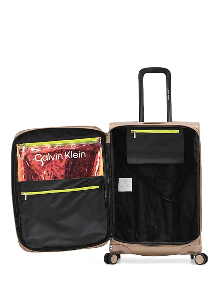 CALVIN KLEIN Escape softside spinner luggage on wheels, ultra lightweight ABS, 4 double wheels Color Cornstalk