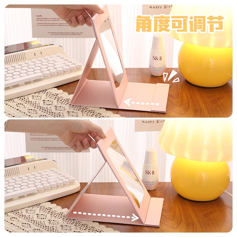 Cute Cartoon Folding Mirror Middle School Students' Portable Cosmetic Mirror High Color Value Desktop Adjustable Mirror - Image 5