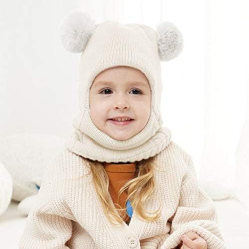 Knitted hat and scarf set for infants and young children (suitable for 6-24 months)  white - Image 3