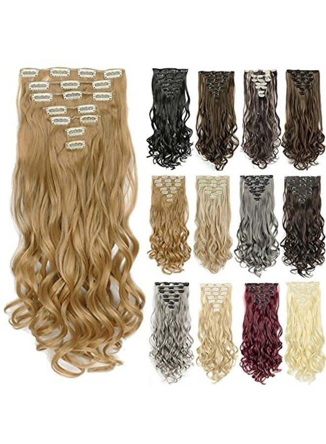 IMISSU 22 Inch 7PCS Set Long Curly Clip in Hair Extensions Natural 16 Clips Full Head Hair Extension Hairpiece for Girl (Copper) - Image 1