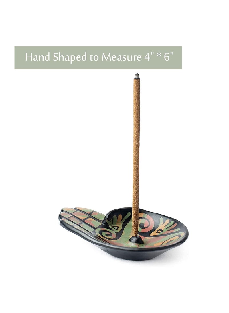 Luna Sundara Handmade Incense Holder from Chulucanas Peru Green  - Image 2