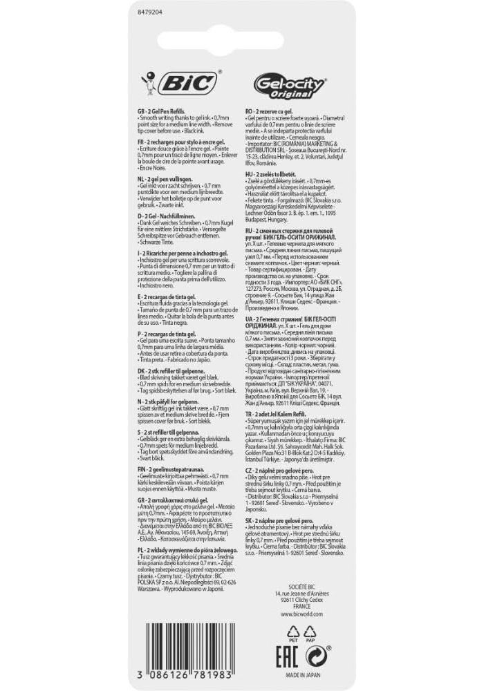 BIC Gel-ocity Original Gel Pen Refills - Black Ink, Medium 0.7mm, Pack of 2 - Image 2