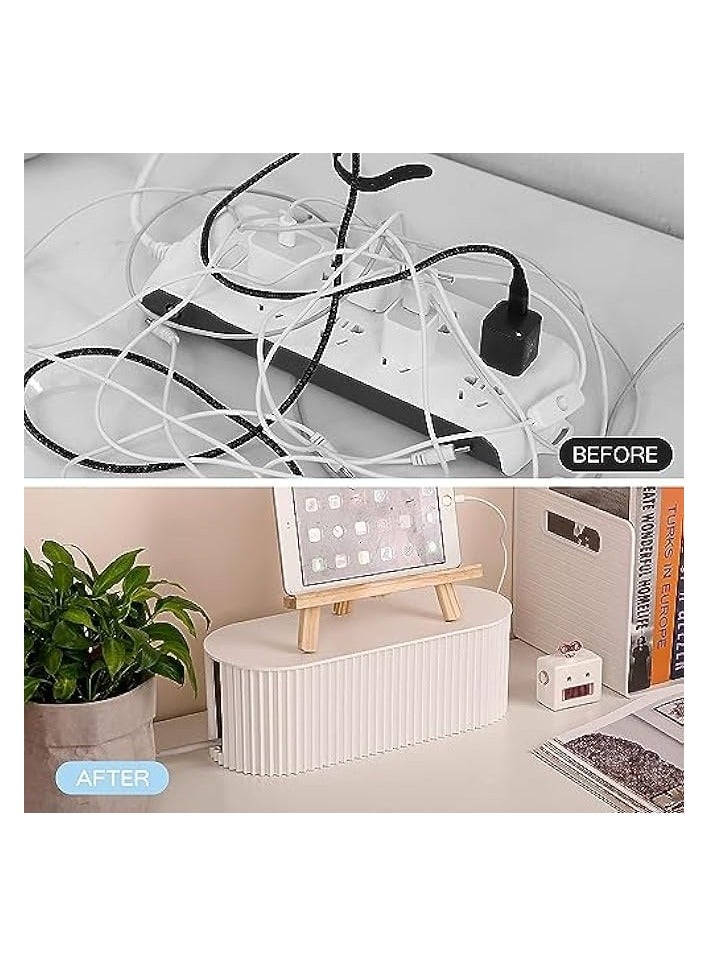 erorex Cable Management Box, White Cable Organizer Box for Power Strips, Dustproof Large Cord Organizer Box with Lid, Surge Protectors, Computer Wires Cable Hider Box for Home, Office, Desk  - Image 3