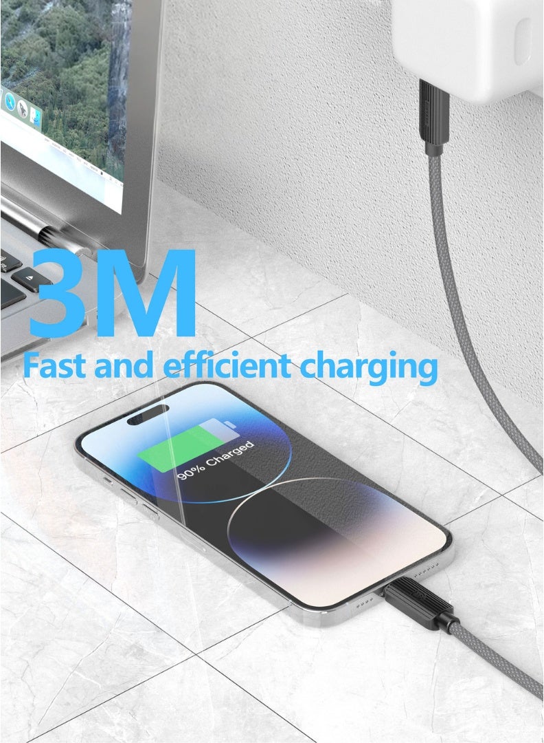 Earldom Type-C to Lightning PD Fast Charging Cable 3M 30W Black - Image 3