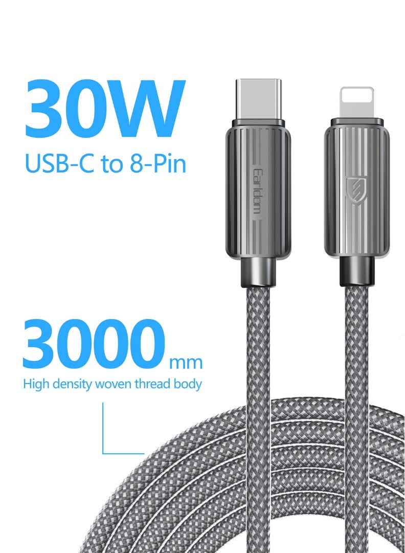 Earldom Type-C to Lightning PD Fast Charging Cable 3M 30W Black - Image 5