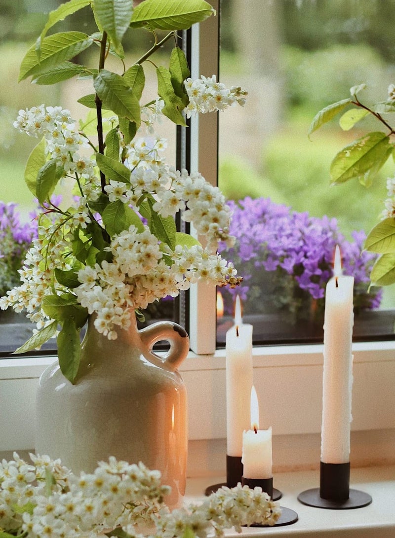 NIBEMINENT Candle Holders Black Retro Candlestick Holder Farmhouse Decor for Home Wedding Party Anniversary Housewarming Gifts Women Men (4 Pcs)  - Image 2