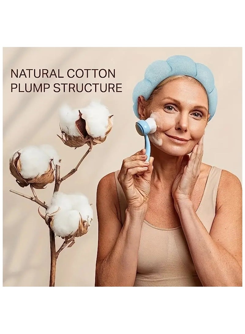 ORiTi Spa Headband For Washing Face Sponge Make Up Skincare Headband Bubble Hairband -  Blue - Image 2