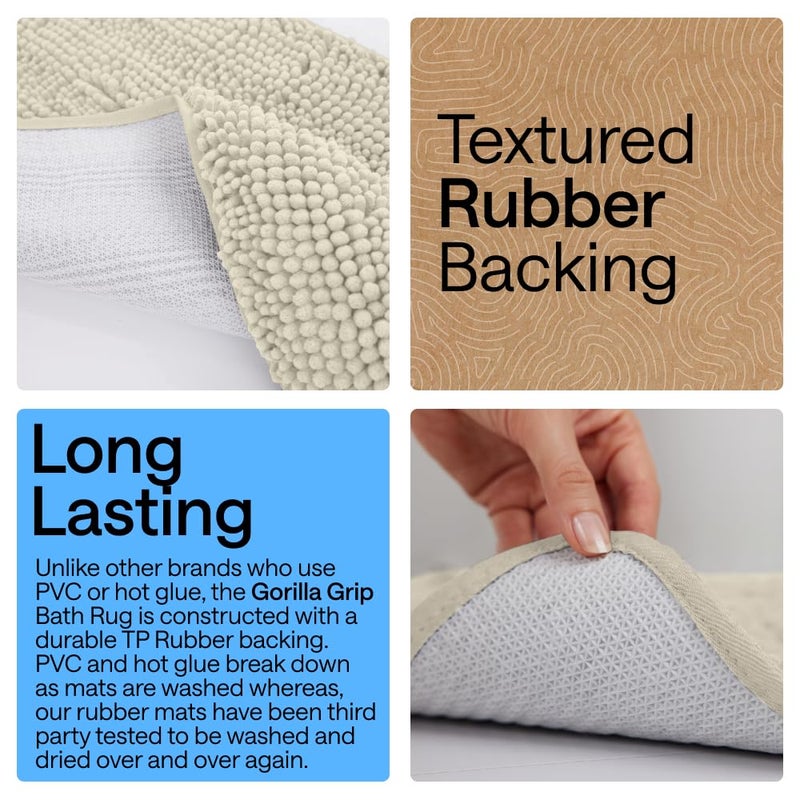 GORILLA GRIP Bath Rug Mat 36x24, Thick Absorbent Chenille, Quick Dry Microfiber Mats, Rubber Backing Washable Shower Floor Rugs, Bathmat Runner, US Designed Bathroom Home Decor Accessories Dusty Cloud - Image 3