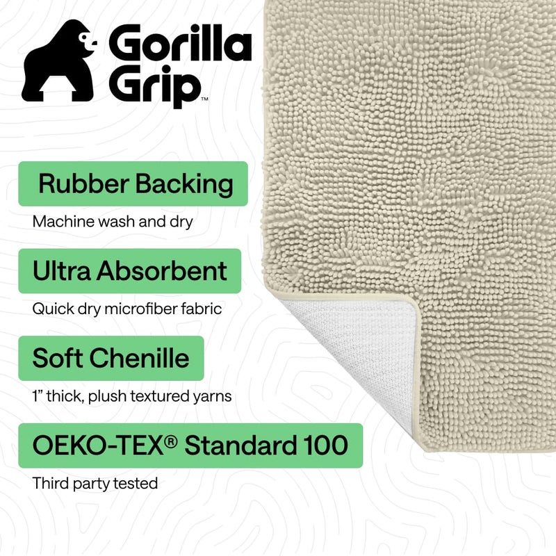GORILLA GRIP Bath Rug Mat 36x24, Thick Absorbent Chenille, Quick Dry Microfiber Mats, Rubber Backing Washable Shower Floor Rugs, Bathmat Runner, US Designed Bathroom Home Decor Accessories Dusty Cloud - Image 2