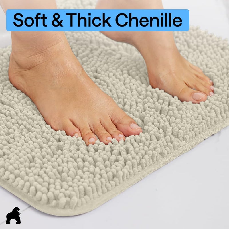 GORILLA GRIP Bath Rug Mat 36x24, Thick Absorbent Chenille, Quick Dry Microfiber Mats, Rubber Backing Washable Shower Floor Rugs, Bathmat Runner, US Designed Bathroom Home Decor Accessories Dusty Cloud - Image 4