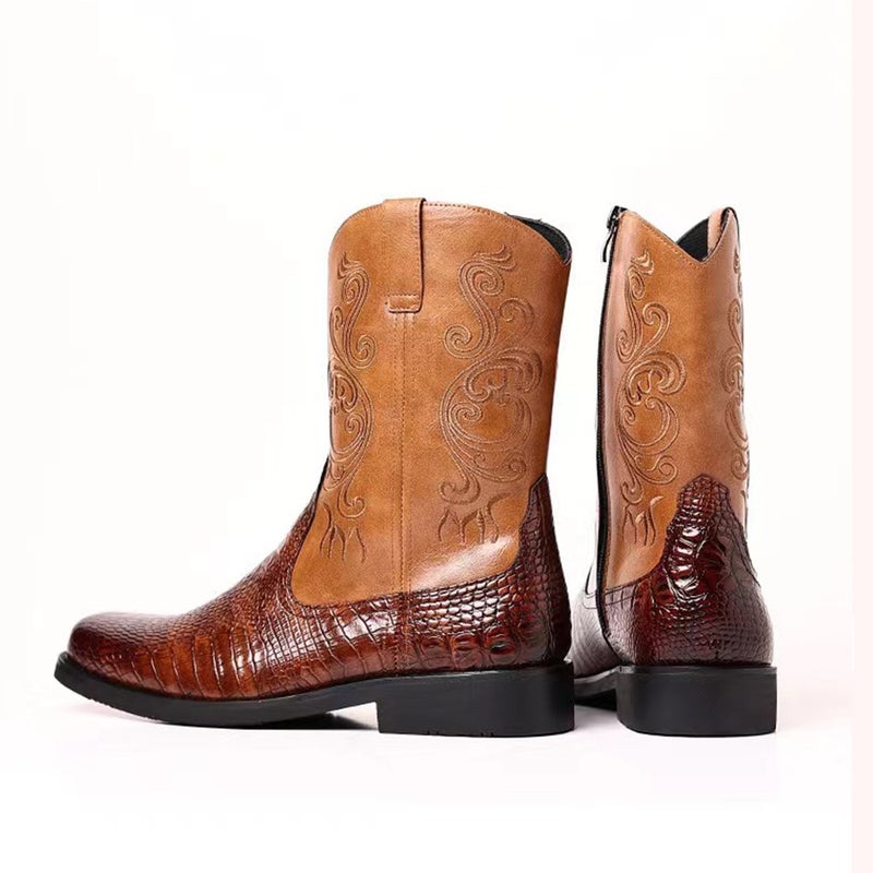 New Men'S All-Match Leather Boots Printed Martin Boots British Fashion Trendy Casual Leather Boots - Image 3