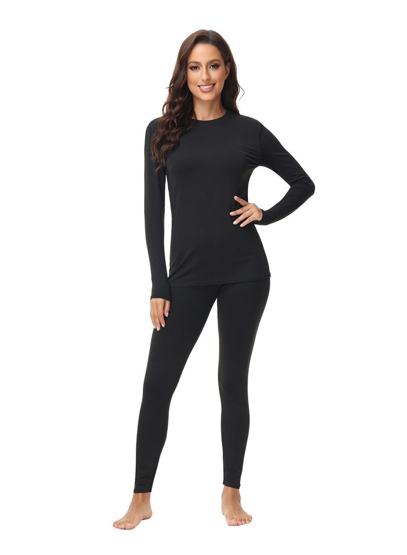 Wsstacxy Women Thermal Underwear Set Thermal Wear for Women Fleece Lined Thermal Set Winter Underwear Long Sleeve Thermal Base Layer Set - Image 1