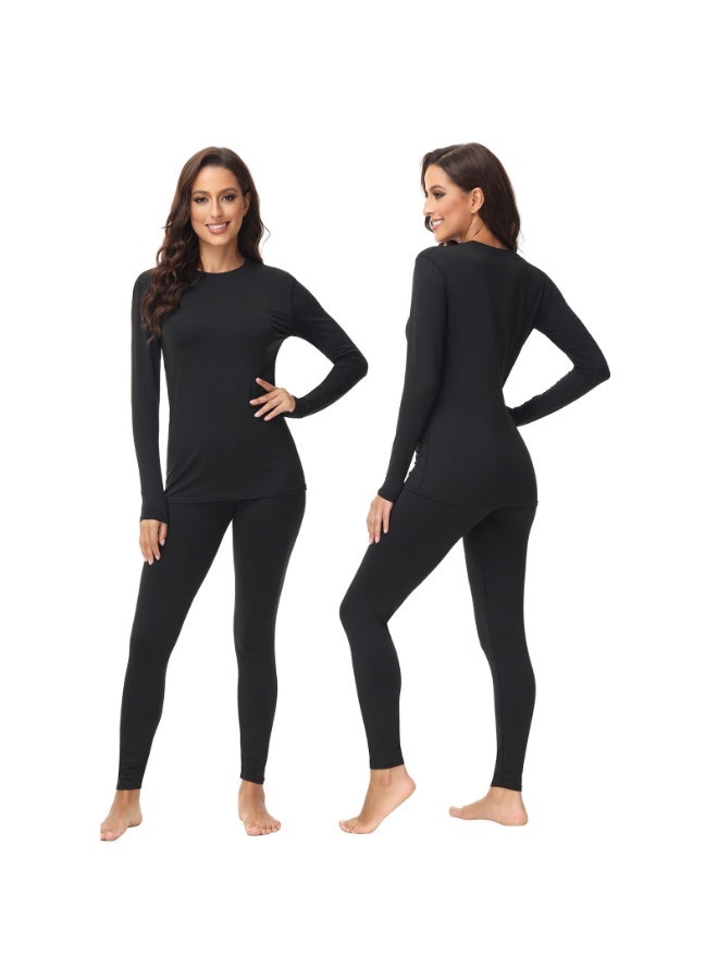 Wsstacxy Women Thermal Underwear Set Thermal Wear for Women Fleece Lined Thermal Set Winter Underwear Long Sleeve Thermal Base Layer Set - Image 5