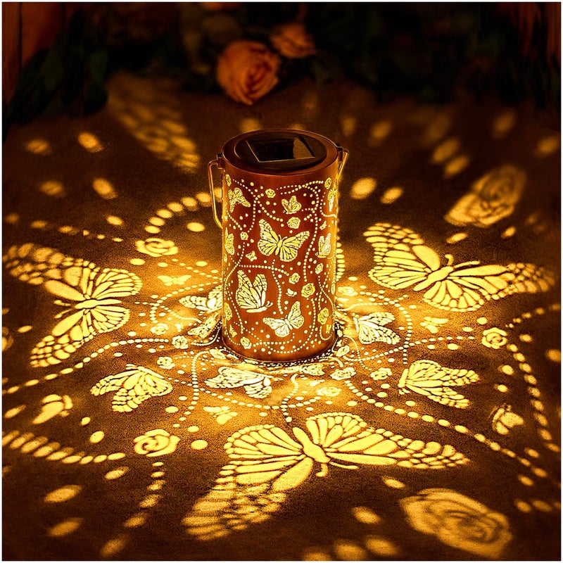 EZTZEN Butterfly Solar Lanterns Outdoor Waterproof Hanging Solar Lights Butterfly Gifts for Women Men Metal Decorative LED Lanterns for Garden DecorYardPatioLawnTabletopPathway - Image 2