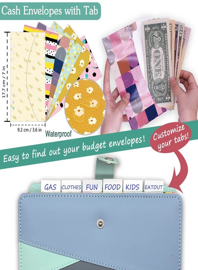 GINMLYDA Budget Binder With Zipper Envelopes, Cash Envelopes for Budgeting Money Saving Binder With Budget Sheets, Zipper PVC Pockets, Cash Envelopes, Stickers & Pen, Money Binder Organizer for Cash - Image 4