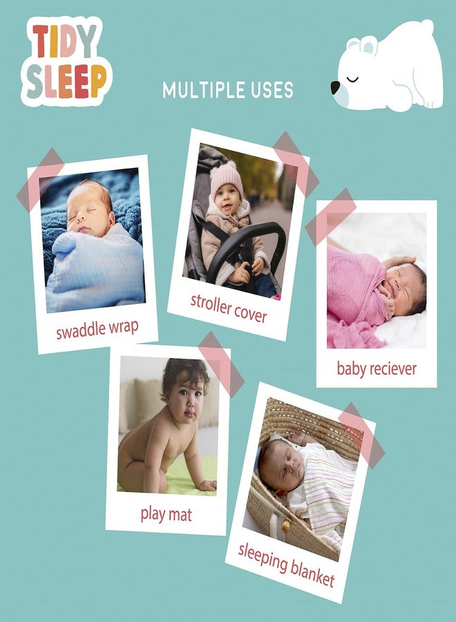 TIDY SLEEP Waterproof Baby Dry Sheet with Muslin Swaddle for New Born Green Medium (Dino) - Image 4