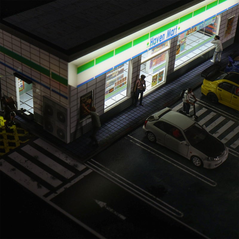 G-FANS 1/64 Scale Parking Garage Diorama with LED Lights, Display Case for Hot Mini Wheels GT Matchbox 1:64 Diecast Model Cars, Collection Storage Box (Haven Mart) - Image 3
