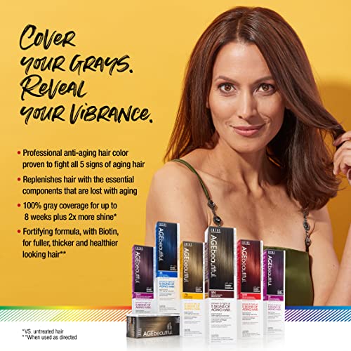 AGE beautiful Permanent Hair Color Dye Liqui Creme 100 Gray Coverage AntiAging Haircolor Biotin for Thicker Fuller Hair Professional Salon Coloring 3N Darkest Brown - Image 5
