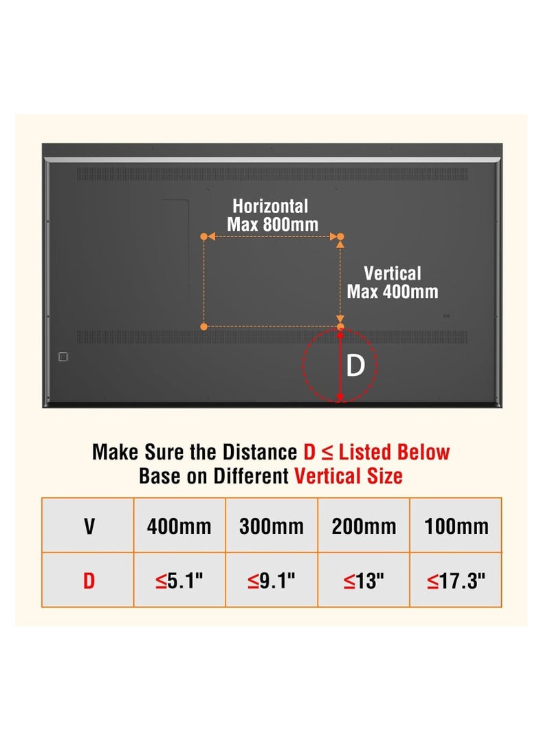 TIGER حامل تلفاز عالمي للطاولة لشاشات 27-55 بوصة – ارتفاع قابل للتعديل، قاعدة قوية لشاشات LCD/LED/Plasma، يتحمل حتى 88 رطل، متوافق مع VESA 800x400mm – تركيب تلفاز آمن وعصري للمنزل والمكتب - Image 2