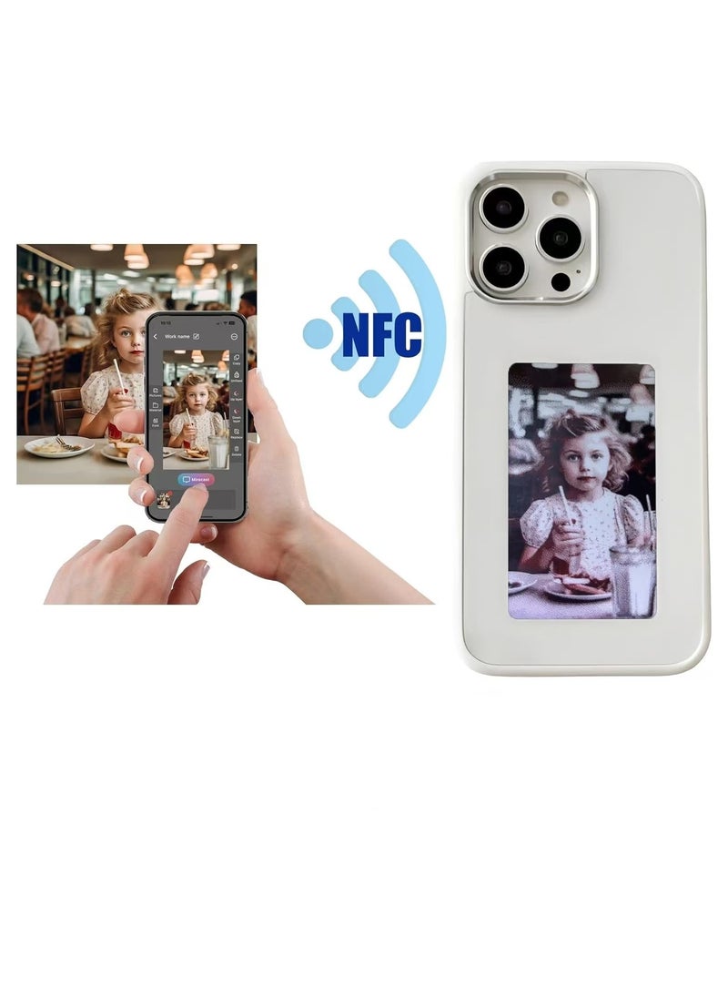 lekikpo - DIY E-Ink Phone Case for iPhone16 APP Operation Smart Photo Rear Projection Customiza Phone Case Instantly Display Photos On The Ink Screen Back Cover Personalize Your Phone case -White - Image 1