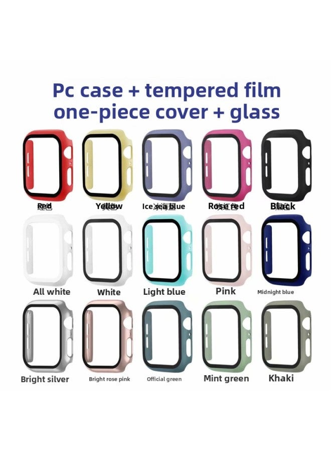 Applicable For Apple Watch Iwatch1/2/3/4/5 Protective Case PC Tempered Film Oil Spray Protective Case-Color:Yellow-Exterior Dimension:40mm