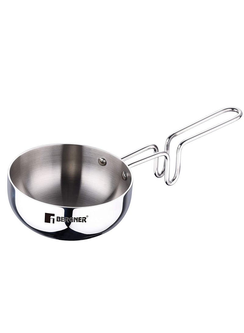 بيرجنر مقلاة تادكا ثلاثية من الستانلس ستيل من أرجنت بمقبض طويل بارد لتوابل التوابل والقلي والتسخين والتحميص مقاس 12 سم فضي قياسي - Image 1