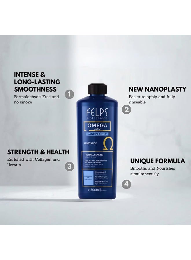 Felps Professional أوميغا - ختم حراري ونانو بلاستيا فريدة صفراء - علاج فرد وتنعيم الشعر - برازيلية كيراتين بلواوت - خالية من الفورمالديهايد 1ل/33.81 أونصة - Image 4