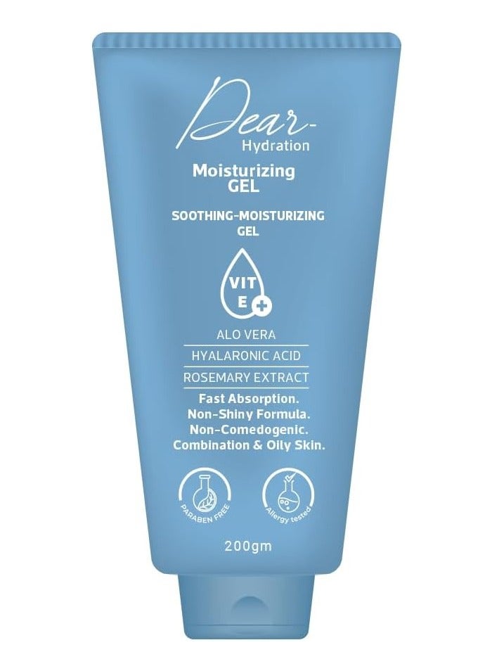 DEAR Dear Hydration Moisturizing Gel - 200 GM – With| Glycerin | Hyaluronic Acid | Vitamin E | Aloe Vera | Antioxidant | Long-Lasting Hydration | Skin Nourishment |